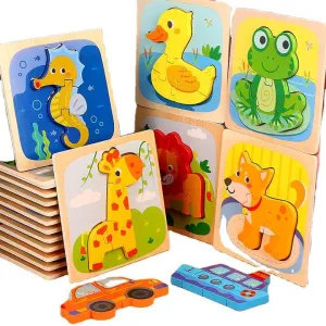 خشبية ثلاثية الأبعاد أحجية الصور المقطوعة الطفل . Wooden 3D Jigsaw Puzzle Baby Learning Toys for