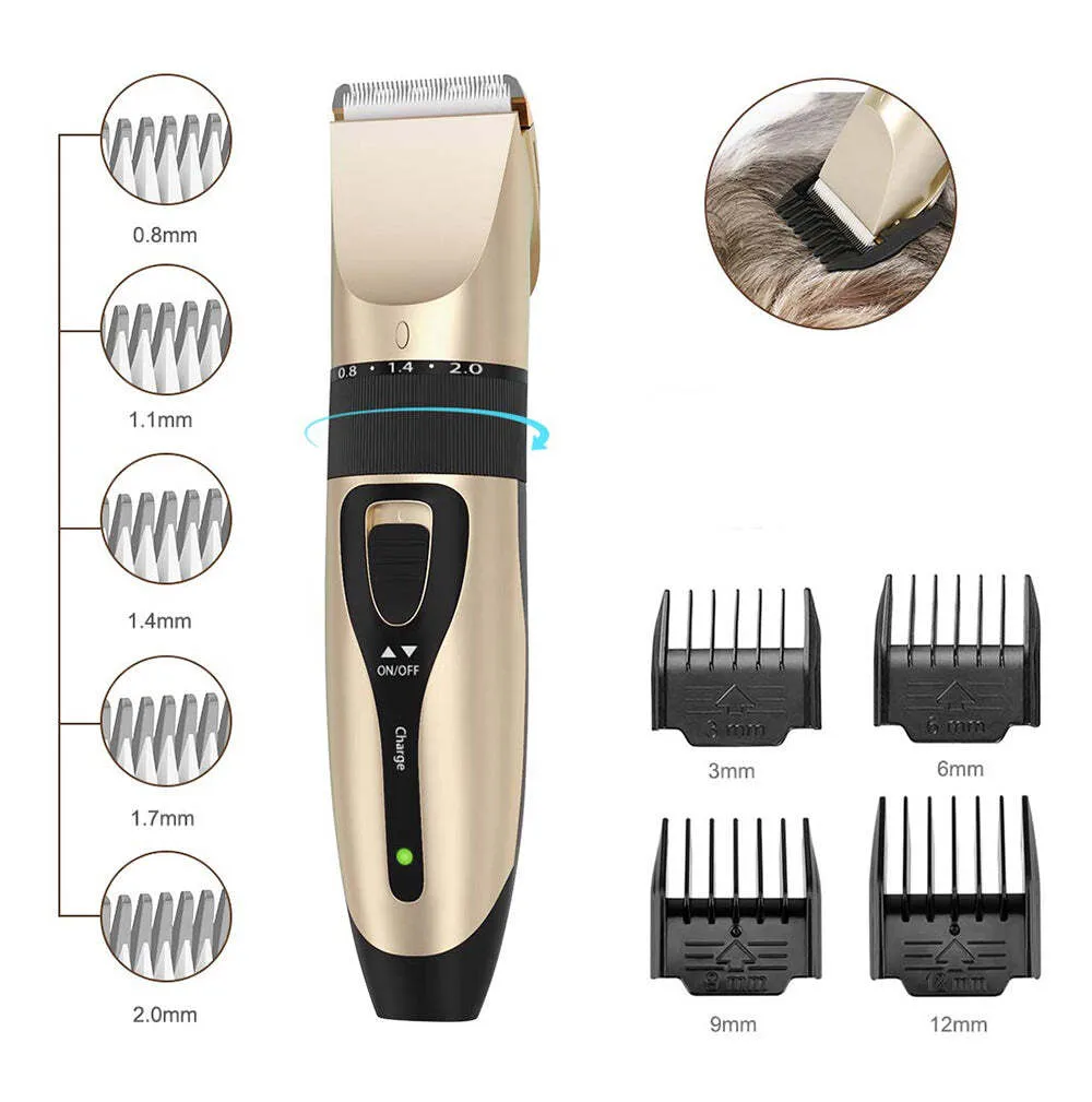 12-Piece Low-Noise Pet Grooming Kit with Adjustable Blades
