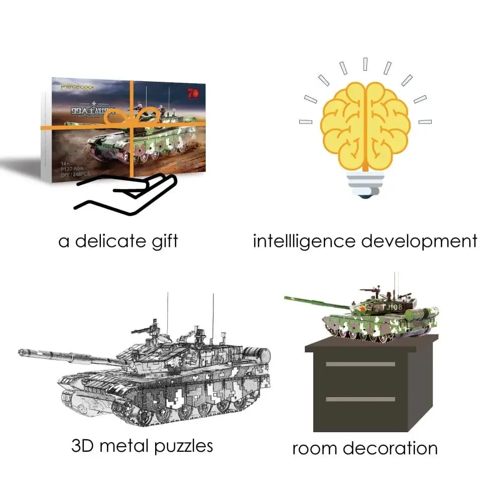 3d Metal Puzzles Battle Tank Model Kits Diy for Adult Brain Teaser Toys Birthday Gifts