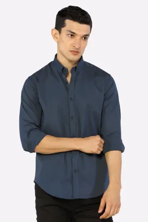 Black Pinpoint Textured Casual Shirt