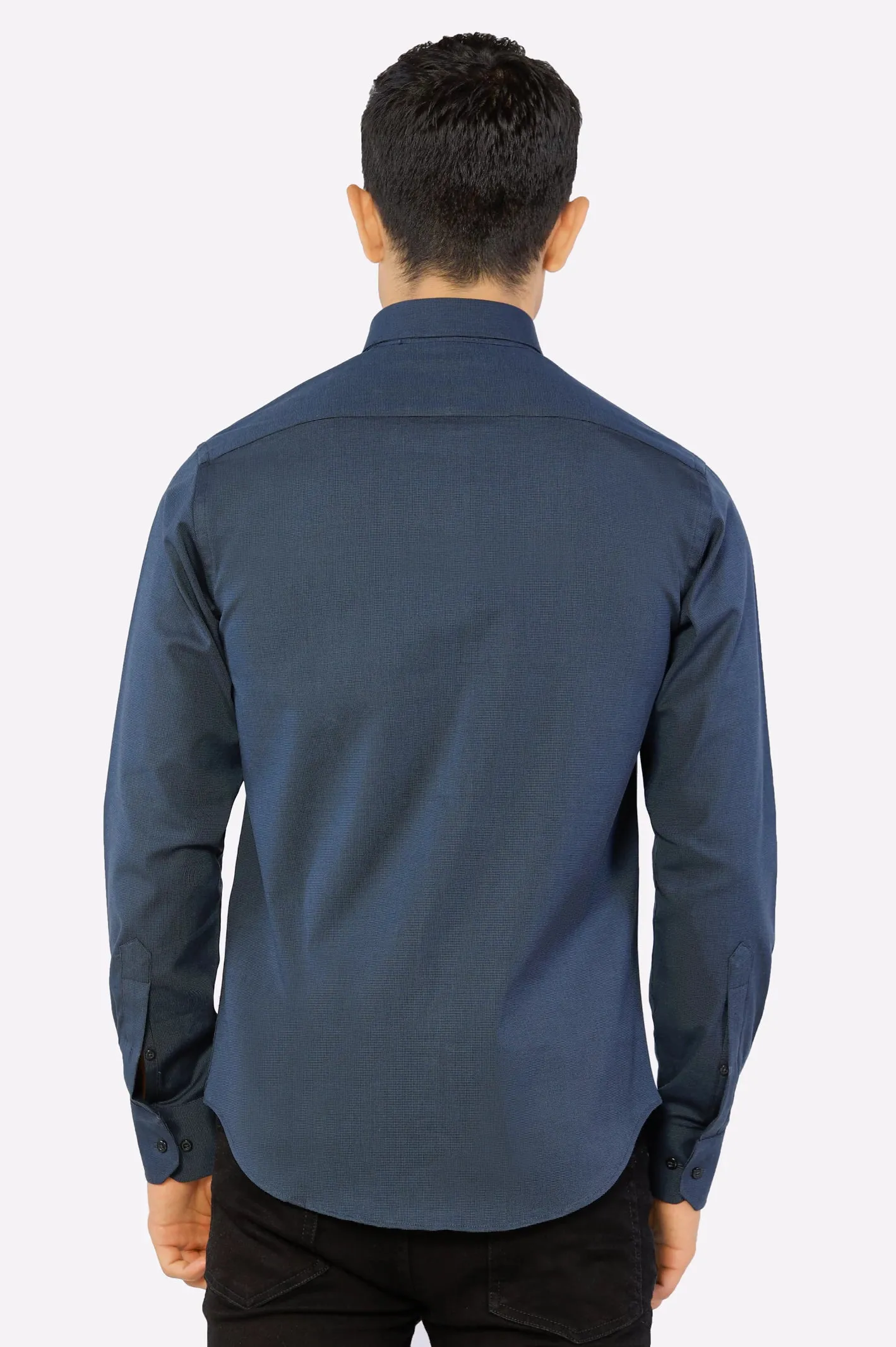 Black Pinpoint Textured Casual Shirt