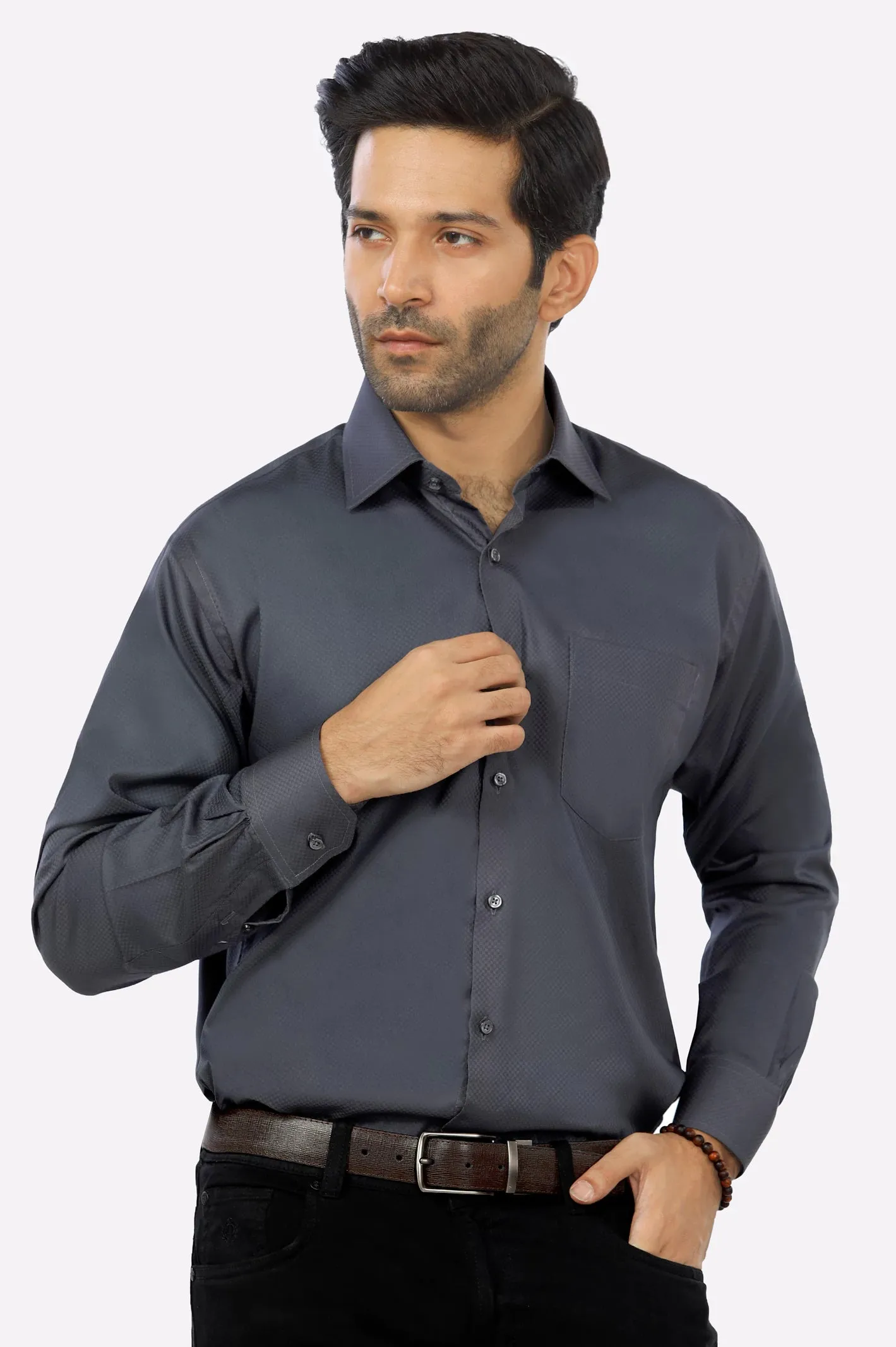 Charcoal Textured Formal Shirt