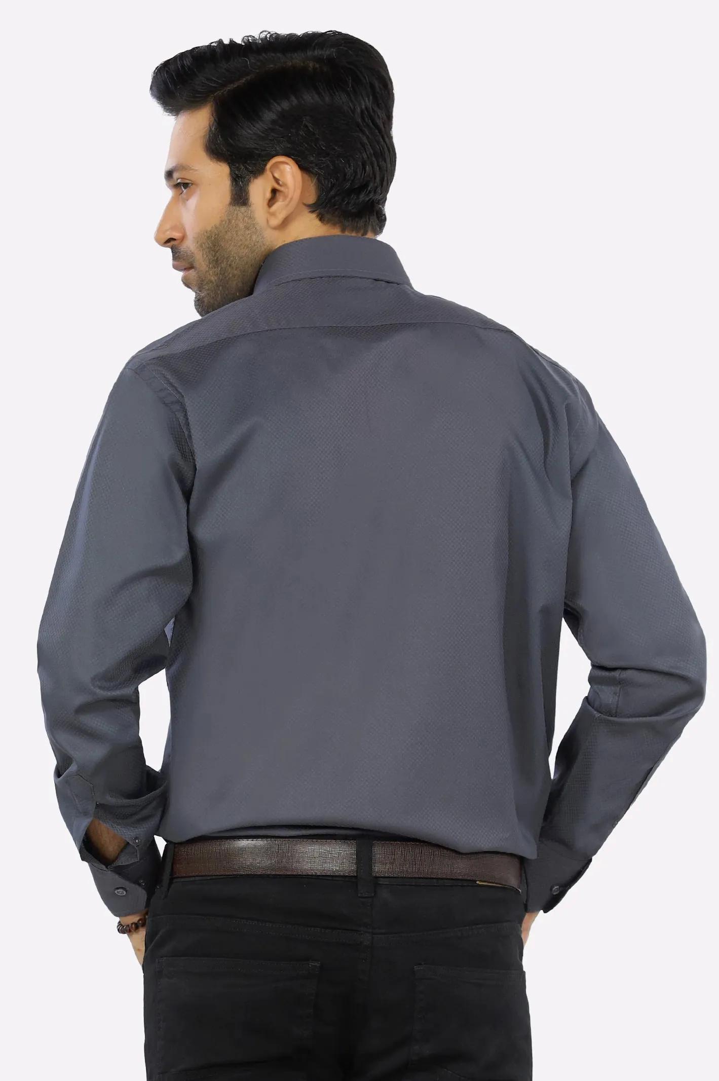 Charcoal Textured Formal Shirt