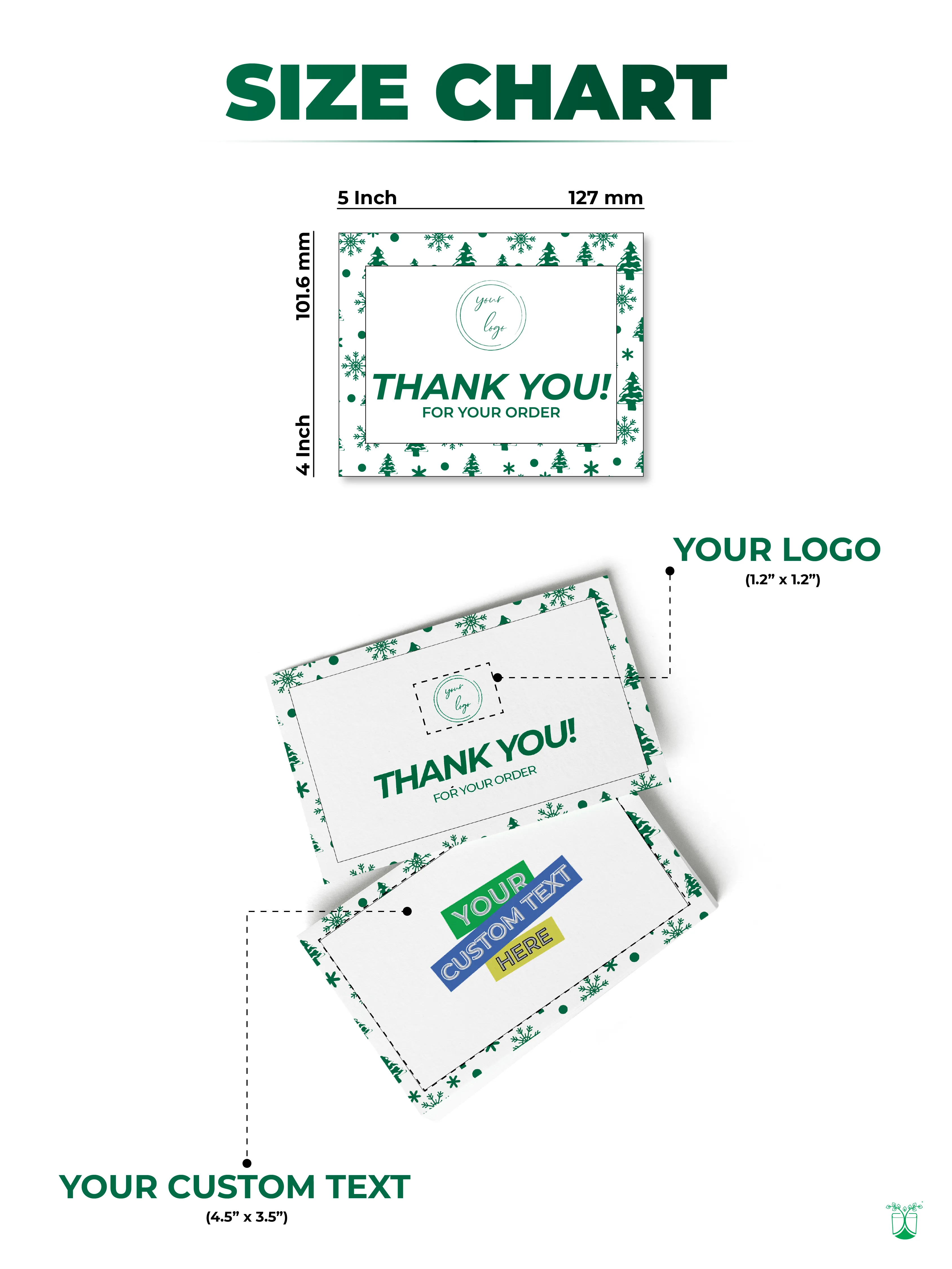 Custom Festive Thank You Cards- From Pack of 100 Cards