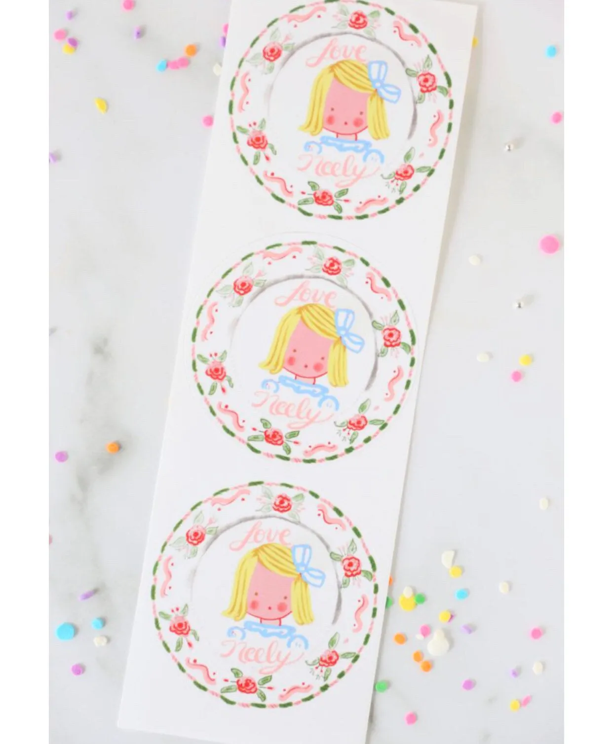 Custom Sticker Gift Tags - Girl with Heart and Bunny