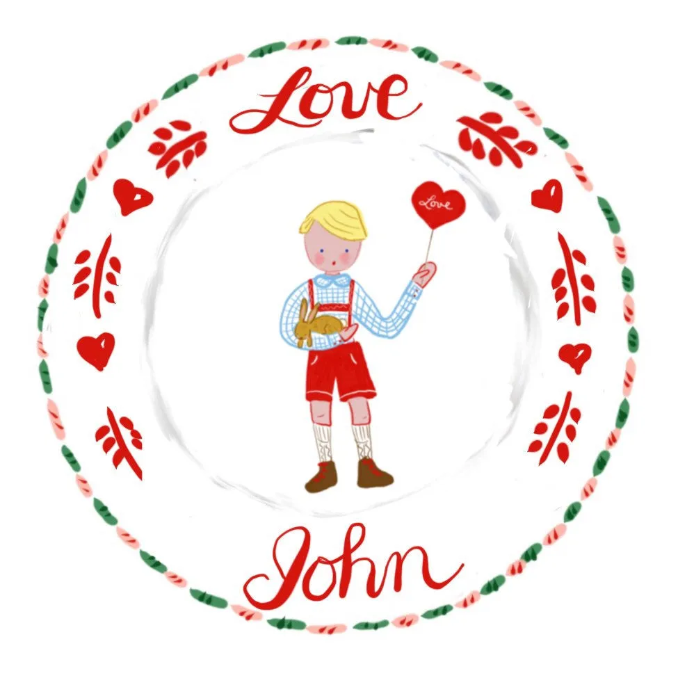 Custom Sticker Gift Tags - Girl with Heart and Bunny