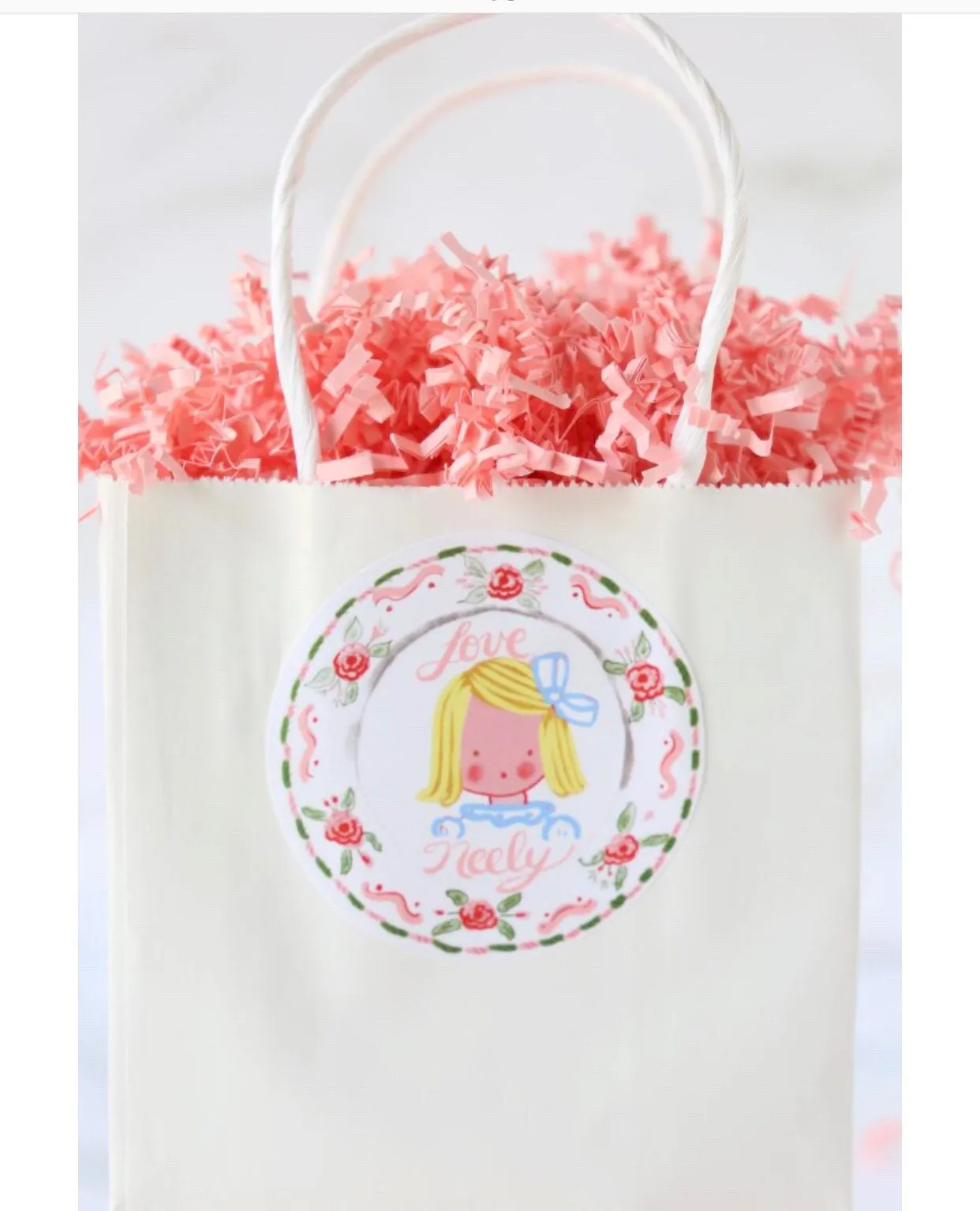 Custom Sticker Gift Tags - Girl with Heart and Bunny