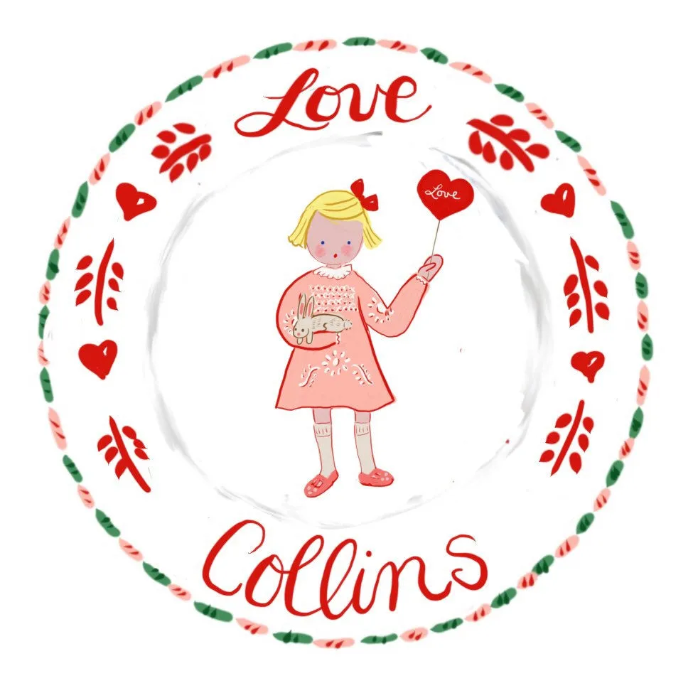 Custom Sticker Gift Tags - Girl with Heart and Bunny