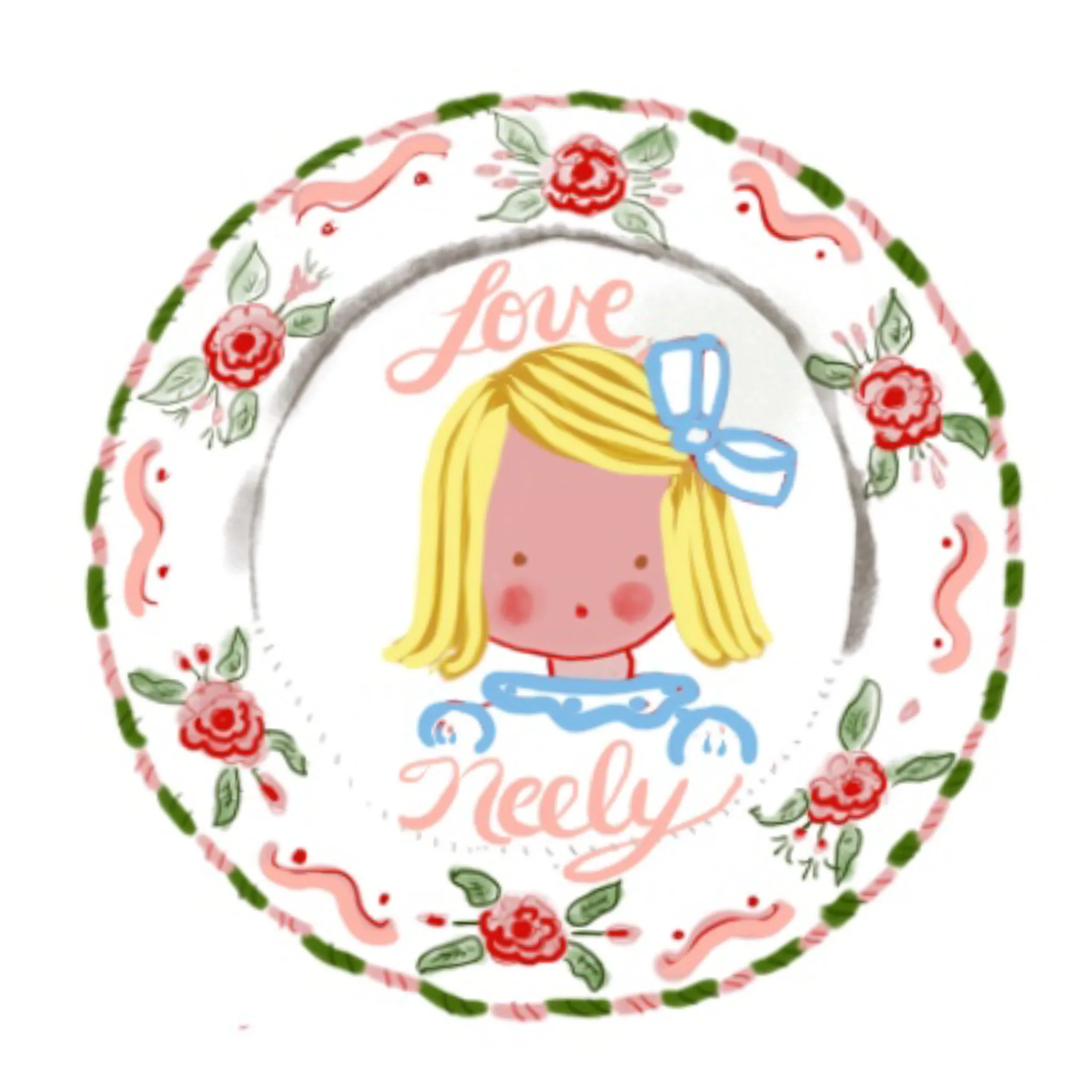 Custom Sticker Gift Tags - Roses and Blue Bow