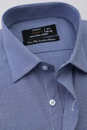 Dark Blue Houndstooth Formal Shirt