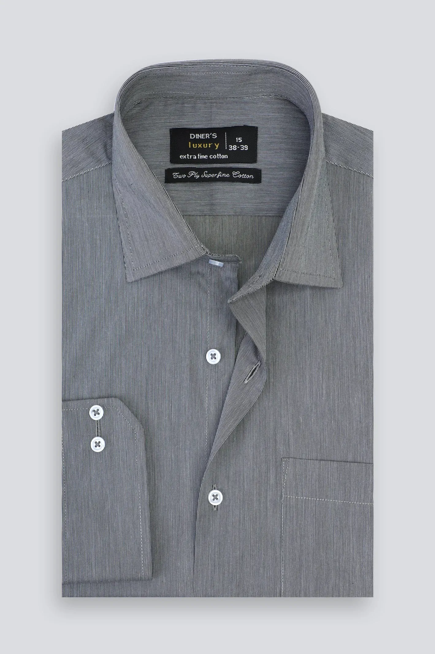 Dark Grey Textured Formal Shirt