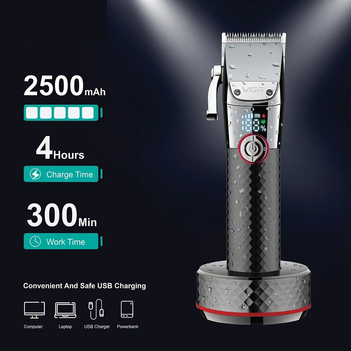Electric Lithium Battery Adjustable Hair Trimmer for Men