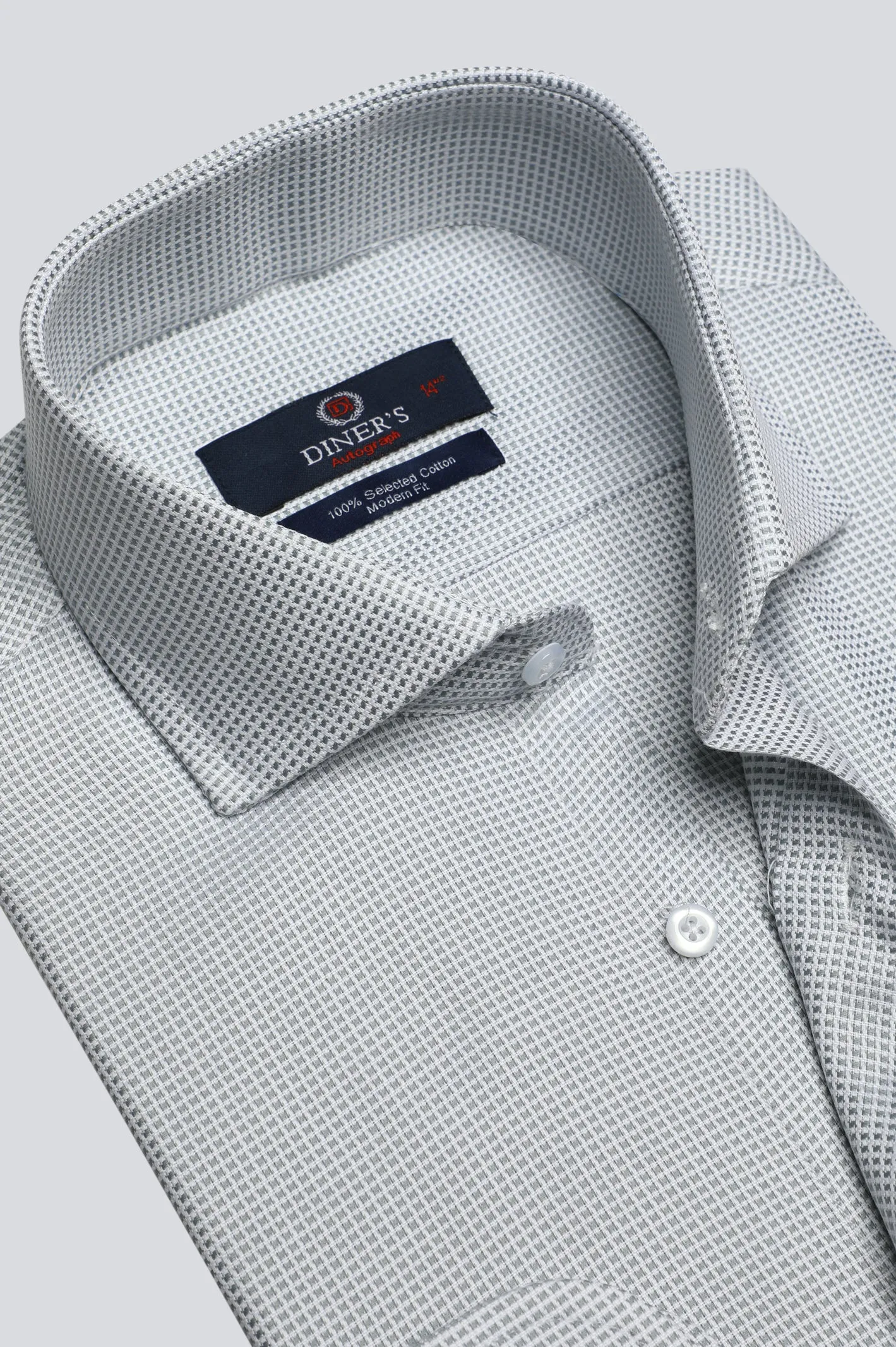 Light Grey Houndstooth Formal Autograph Shirt
