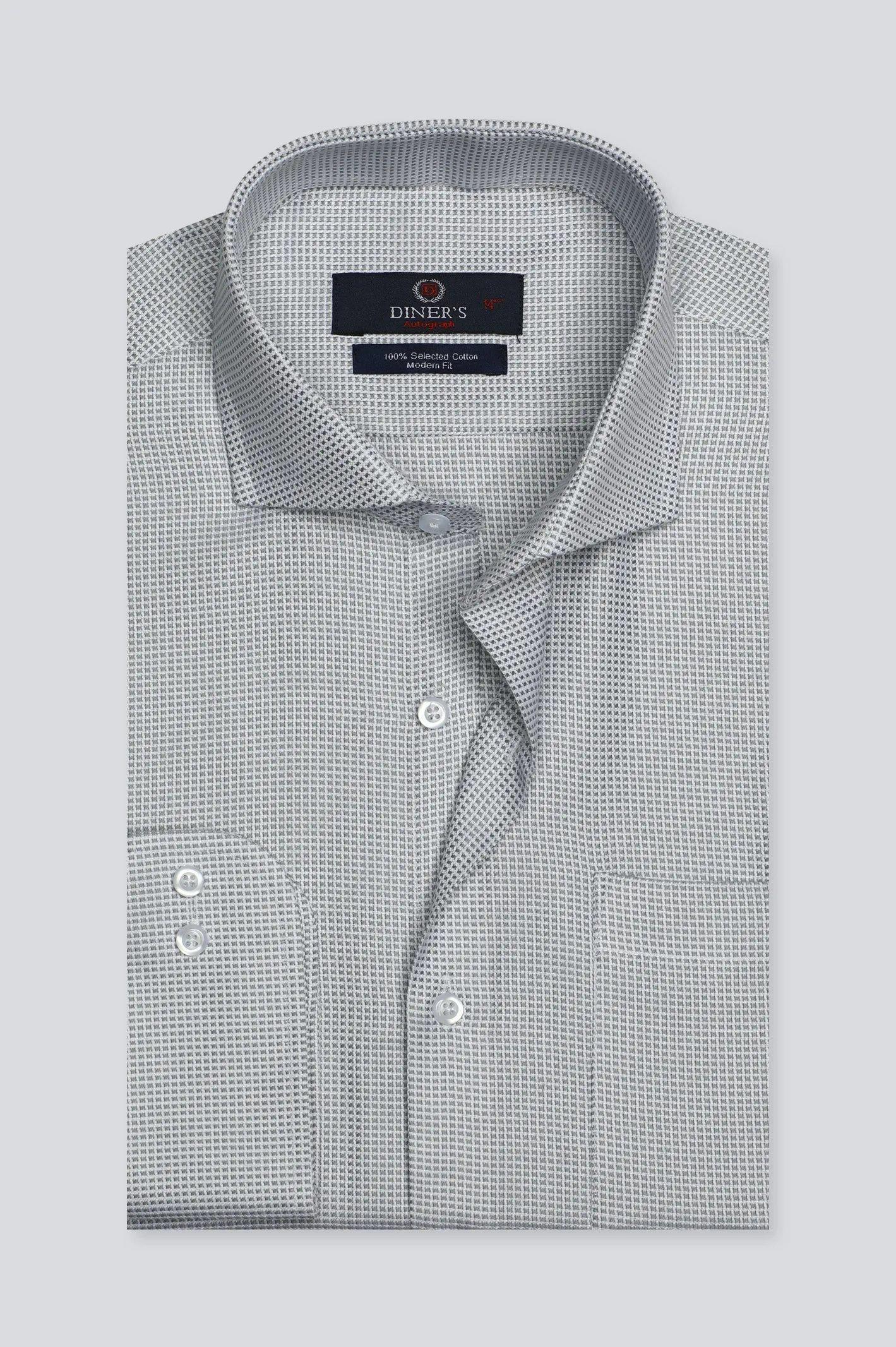Light Grey Houndstooth Formal Autograph Shirt