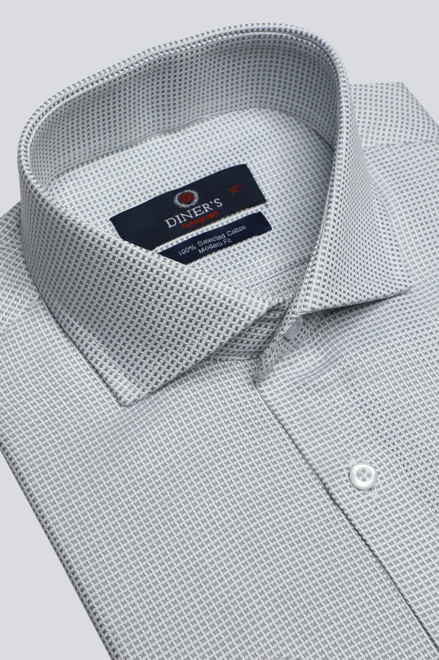 Light Grey Houndstooth Formal Autograph Shirt