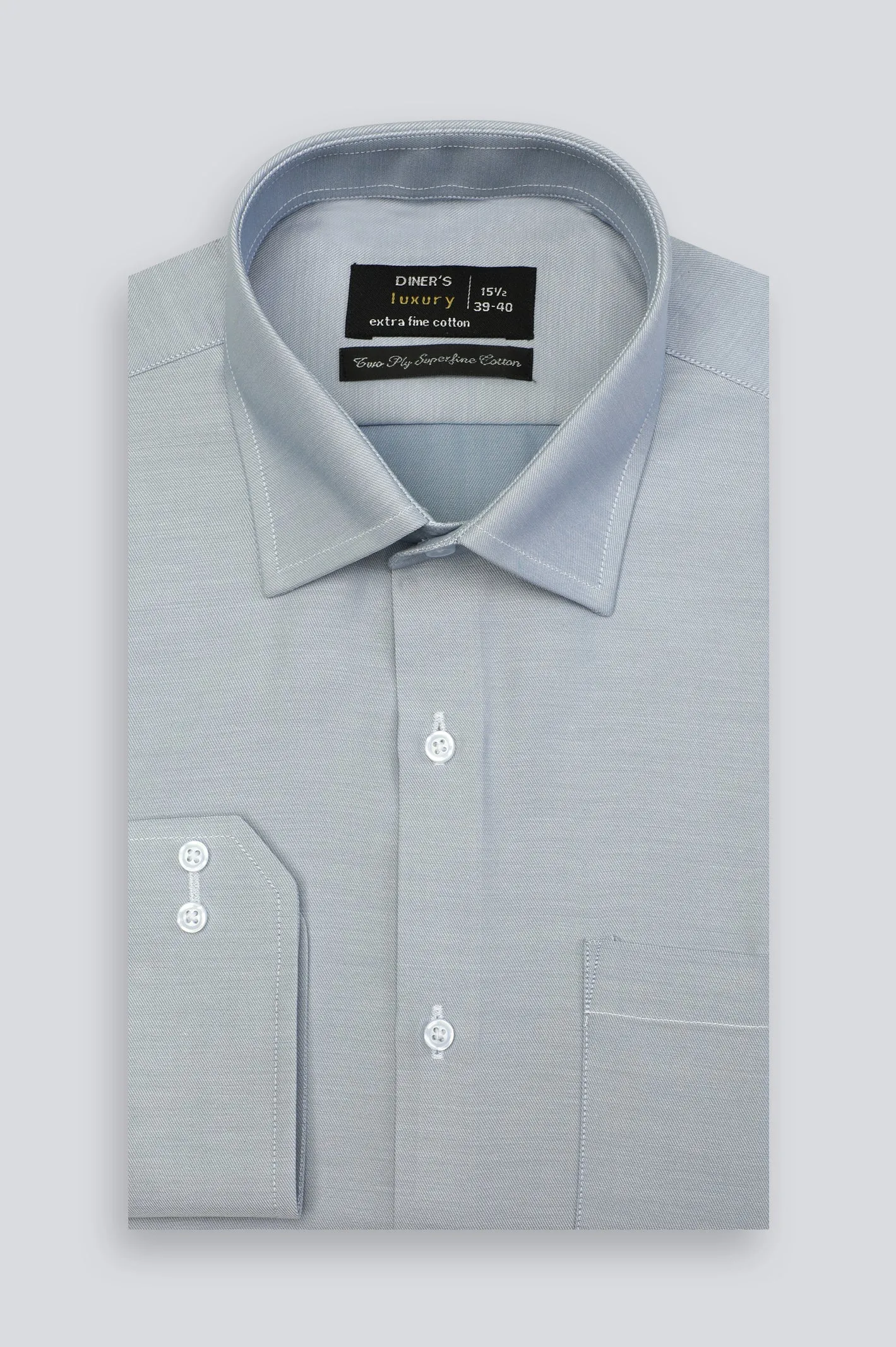 Light Grey Pinpoint Textured Formal Shirt