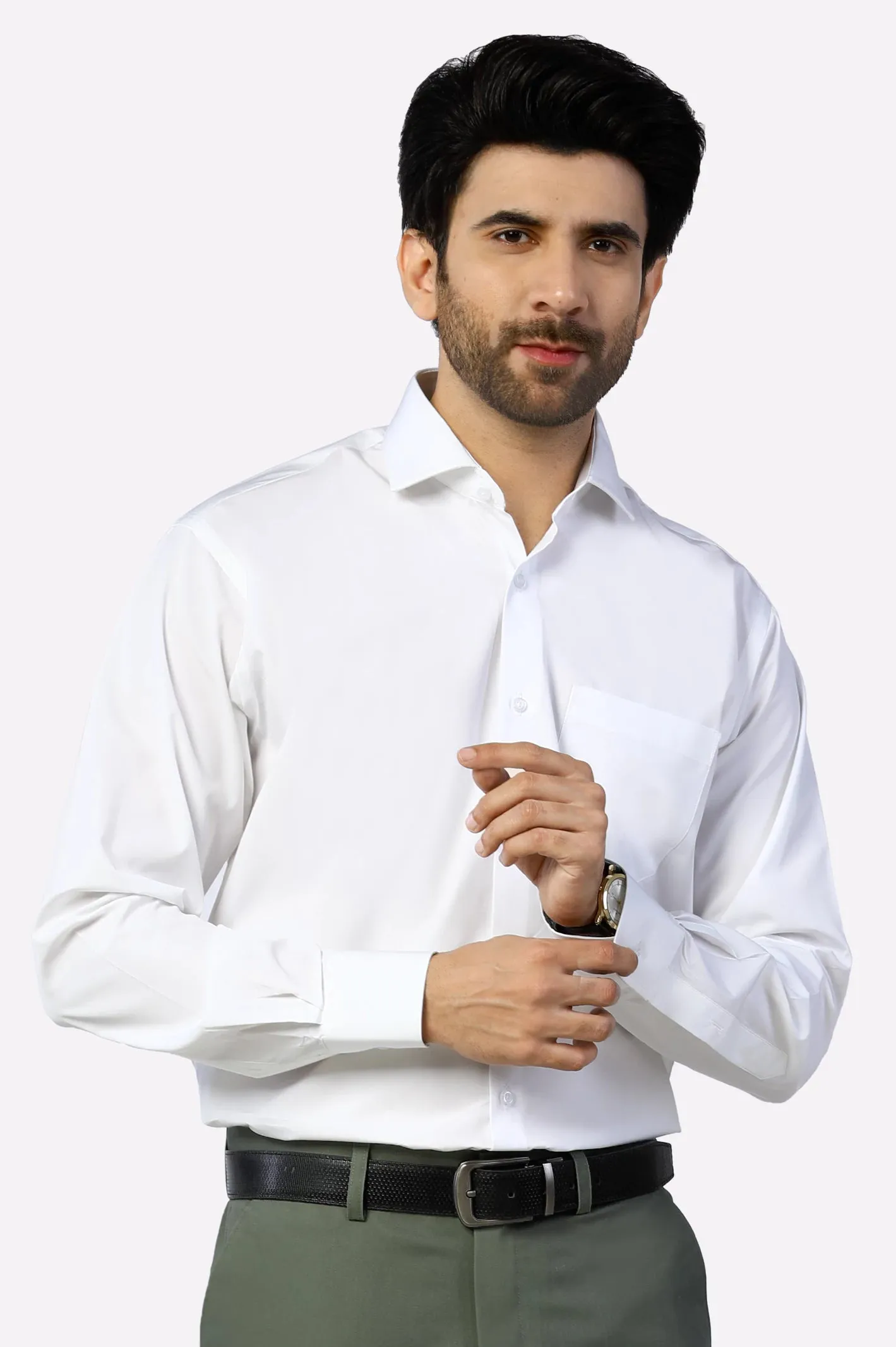 Off White Plain Formal Autograph Shirt
