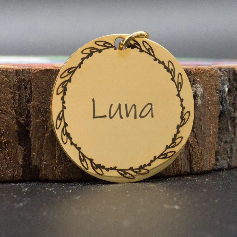 Personalized Patterned Round Dog ID Tag