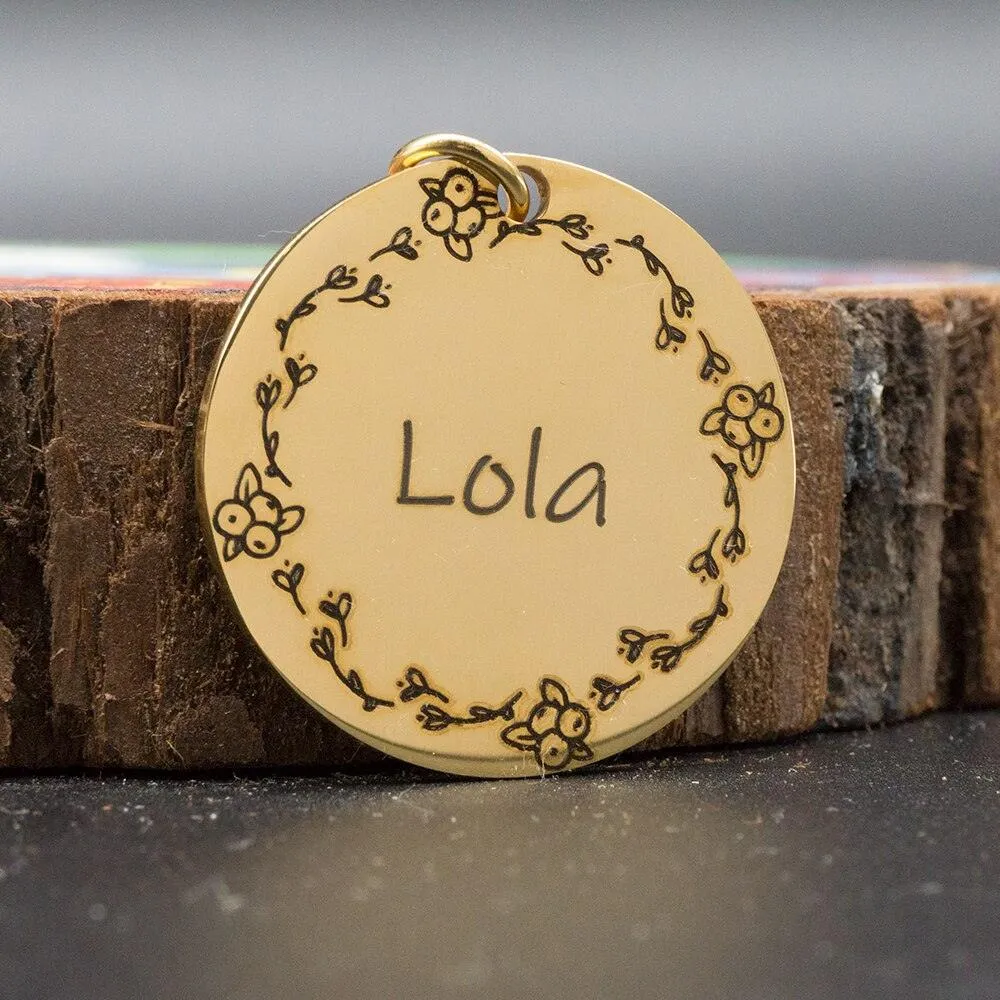 Personalized Patterned Round Dog ID Tag