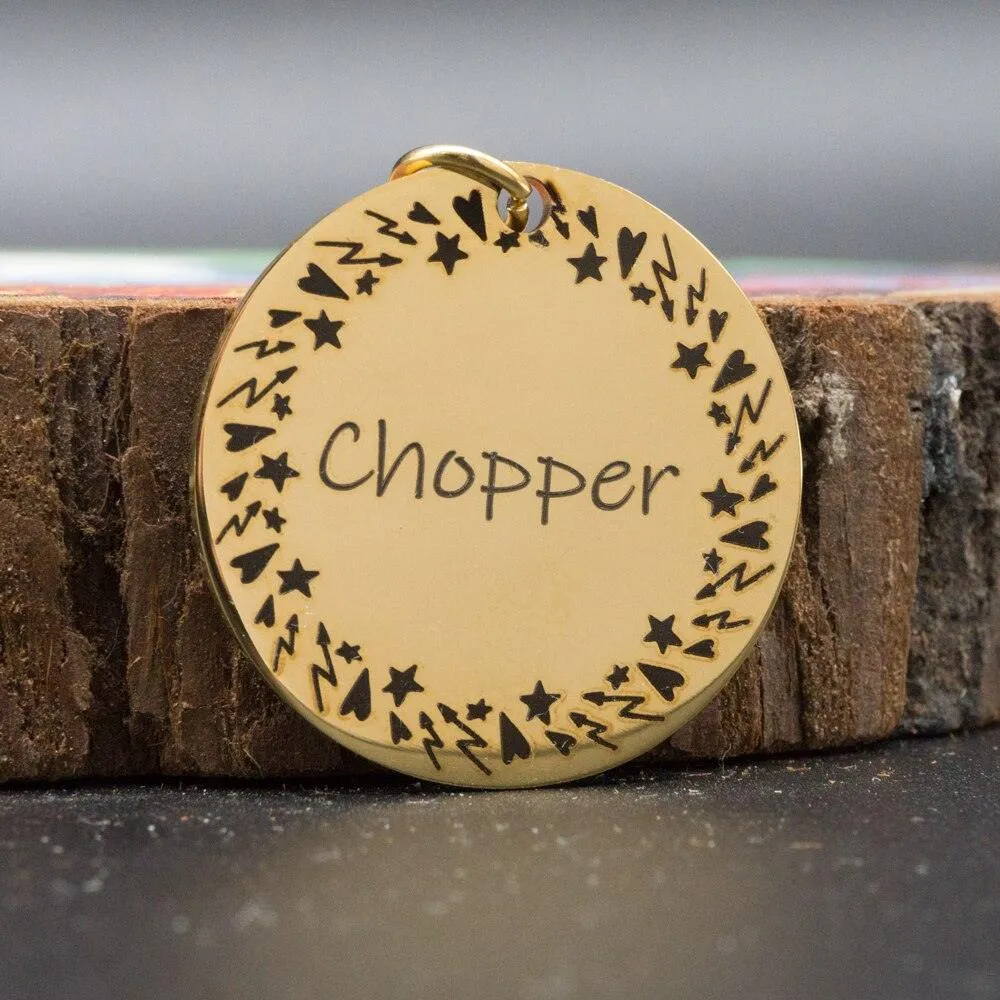 Personalized Patterned Round Dog ID Tag