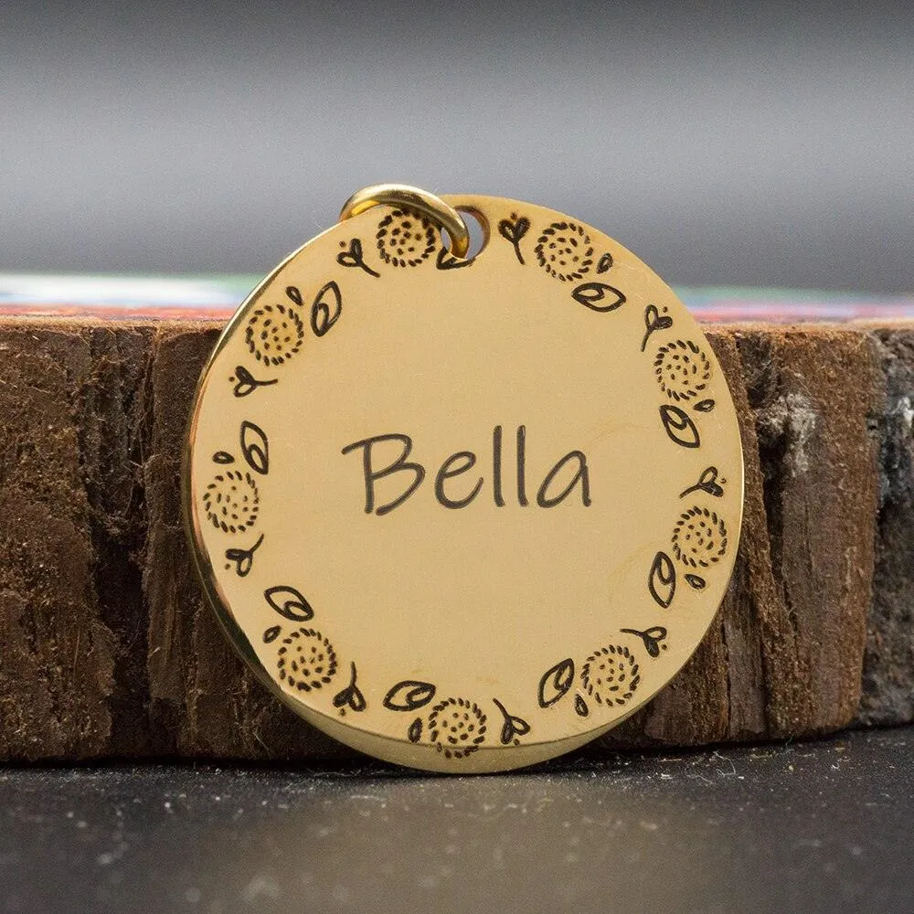Personalized Patterned Round Dog ID Tag