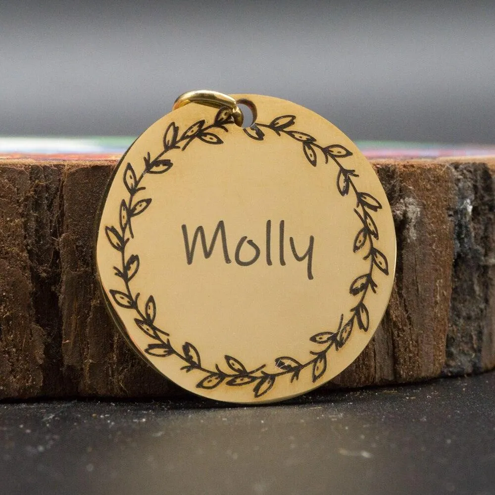 Personalized Patterned Round Dog ID Tag