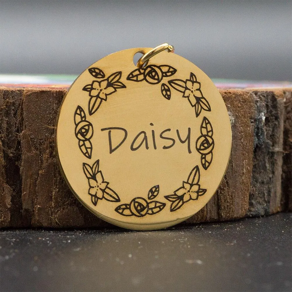 Personalized Patterned Round Dog ID Tag