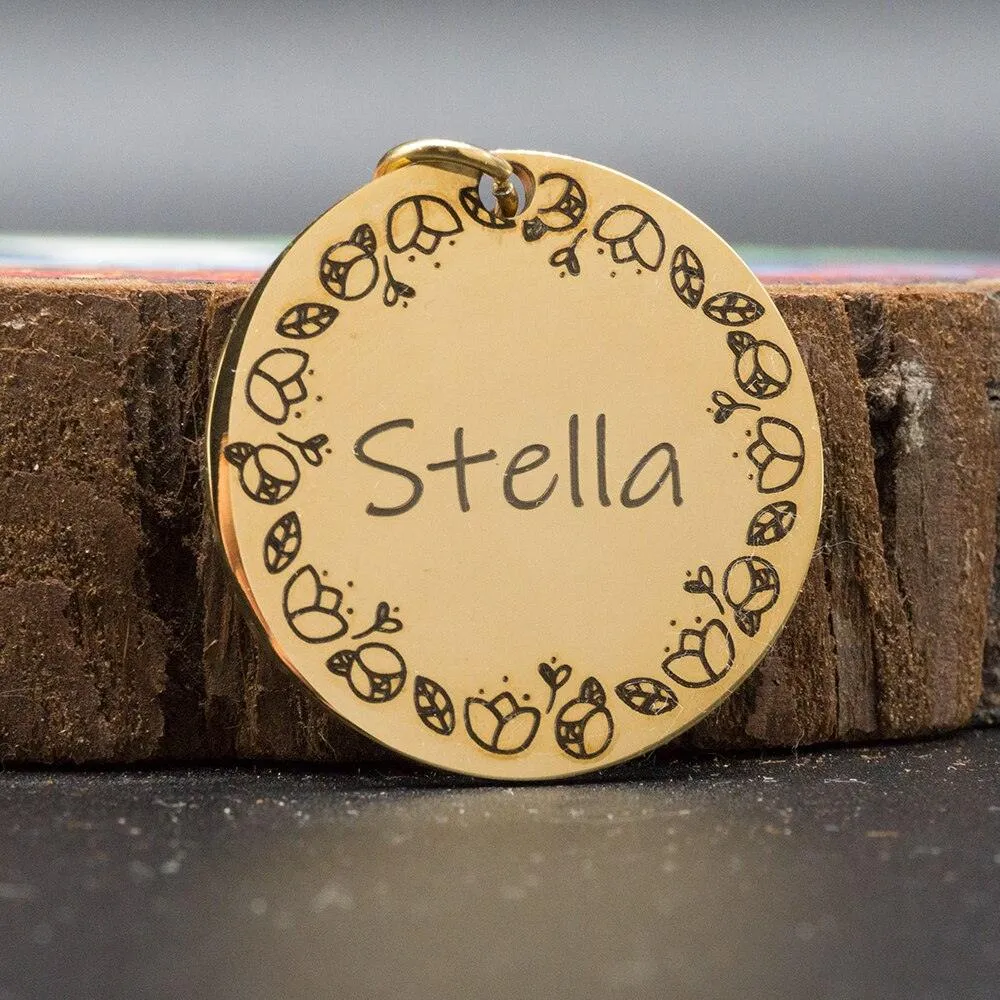 Personalized Patterned Round Dog ID Tag