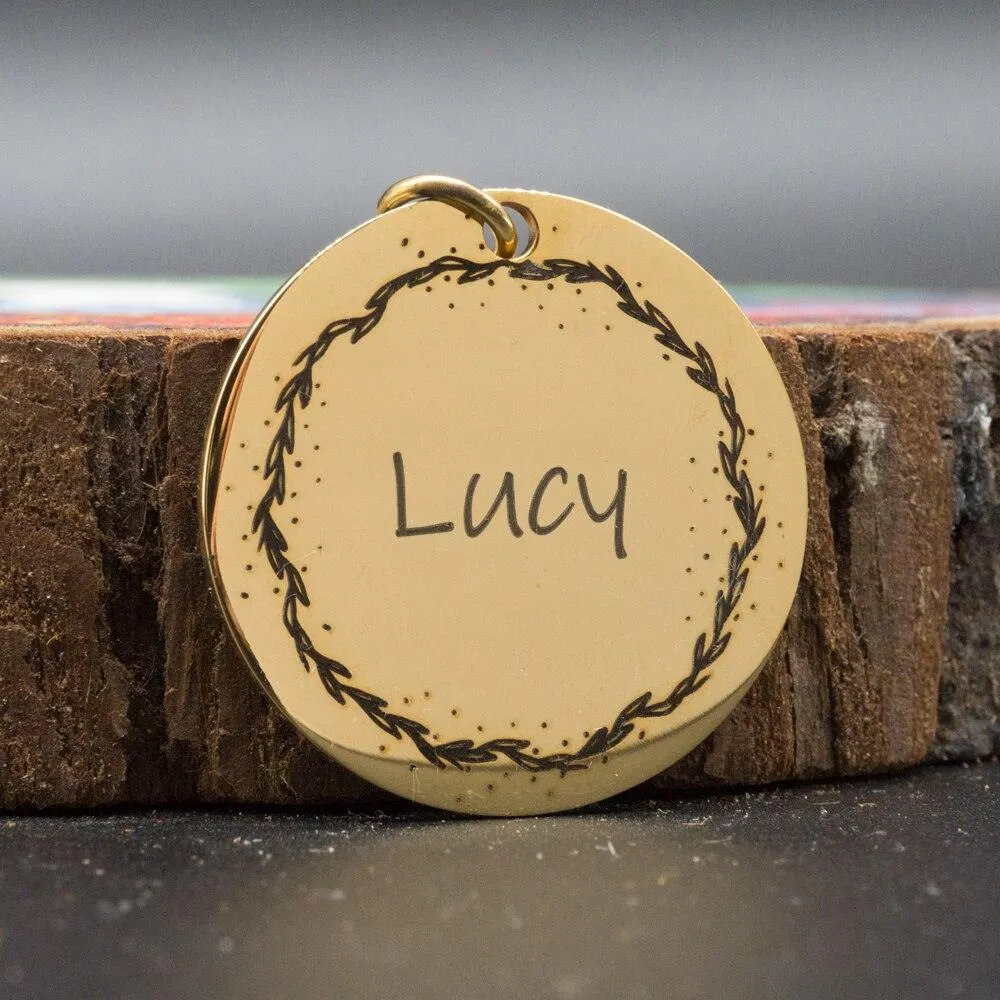 Personalized Patterned Round Dog ID Tag