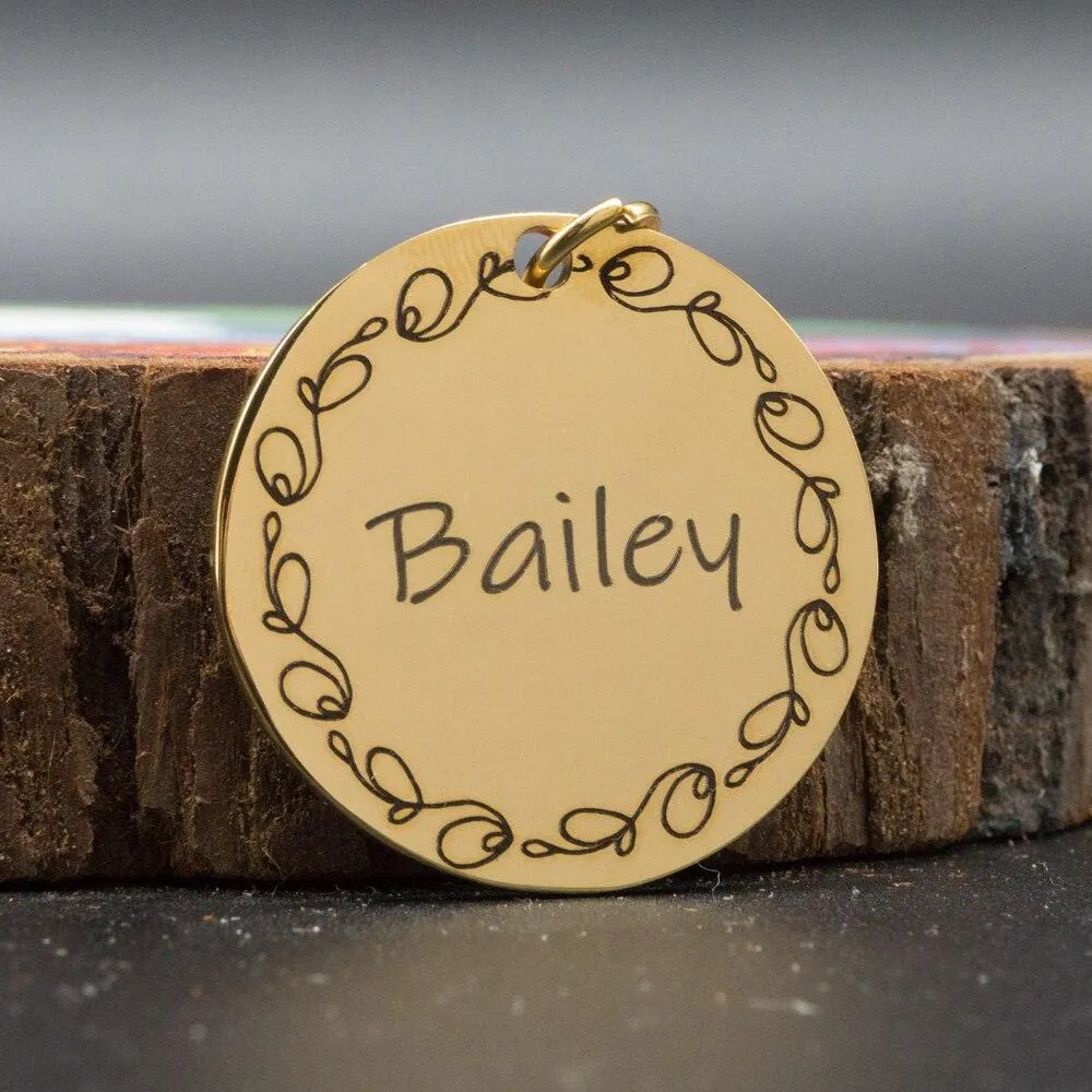 Personalized Patterned Round Dog ID Tag