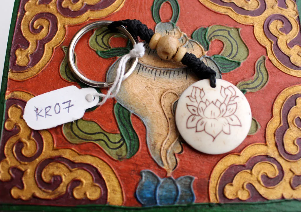 Round Shape Hand Carved Key Chain From Nepal